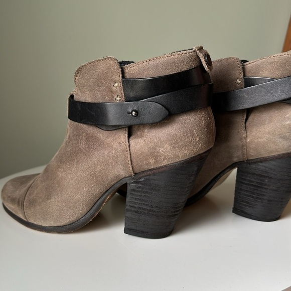 Rag & Bone Harrow Brown Suede Leather Strap Boots Stacked Heel Size 39 US 8.5 - Picture 3 of 17
